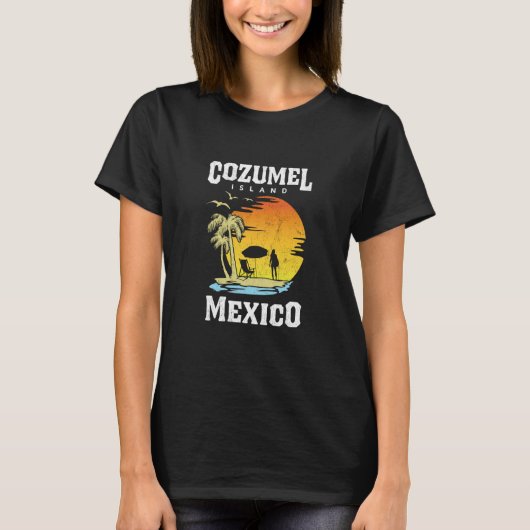Cozumel Mexico Beaches Retro Cool Distressed Graph T-shirt (Voorkant)