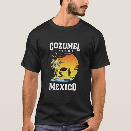 Cozumel Mexico Beaches Retro Cool Distressed Graph T-shirt (Voorkant)