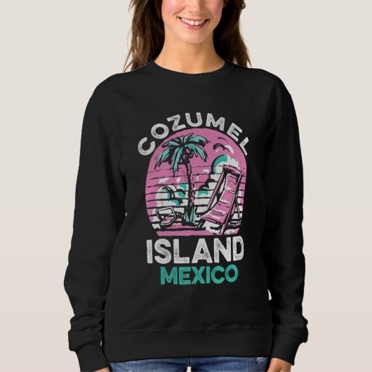 Cozumel Mexico Beaches Retro Cool Distressed Graph Trui (Voorkant)