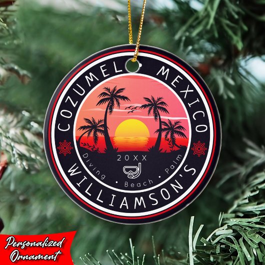 Cozumel Mexico Duiken Retro Sunset Souvenir 80s Keramisch Ornament