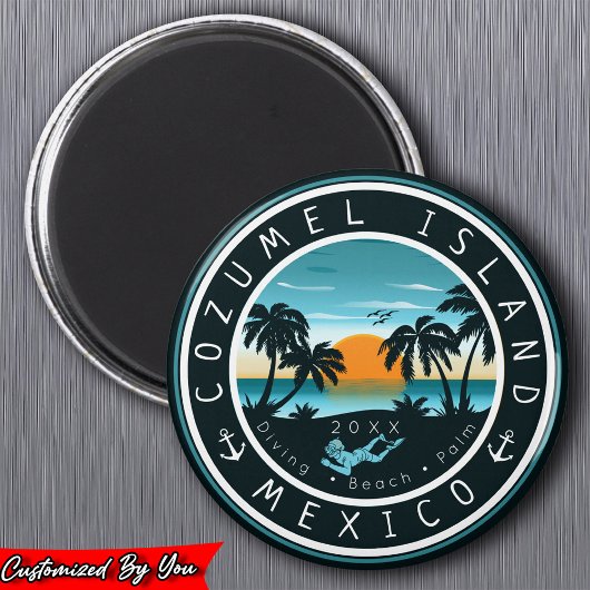 Cozumel Mexico Duiken Zonsondergang Souvenir 80s Magneet