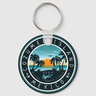 Cozumel Mexico Duiken Zonsondergang Souvenir 80s Sleutelhanger