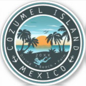 Cozumel Mexico Duiken Zonsondergang Souvenir 80s Sticker (Voorkant)