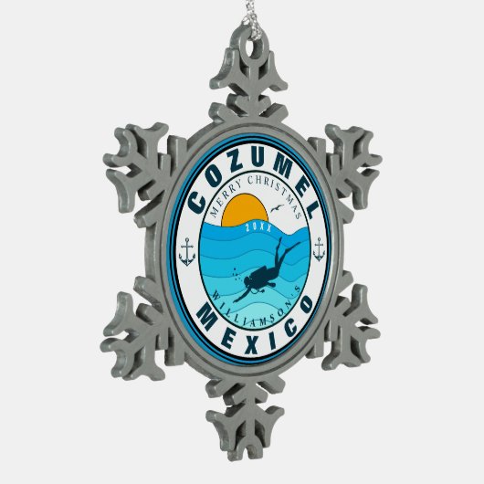 Cozumel Mexico Duikvakantie Souvenir Tin Sneeuwvlok Ornament (Links)