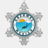 Cozumel Mexico Duikvakantie Souvenir Tin Sneeuwvlok Ornament (Voorkant)