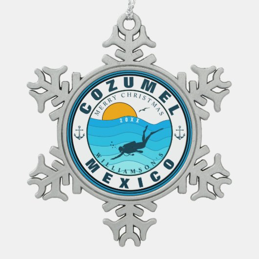 Cozumel Mexico Duikvakantie Souvenir Tin Sneeuwvlok Ornament (Voorkant)