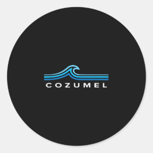 Cozumel Mexico Golven Vintage Heren Dames Meisjes Ronde Sticker