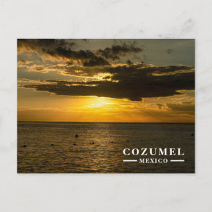 Cozumel Mexico Gouden Zonsondergang Oceaan Feestdagenkaart