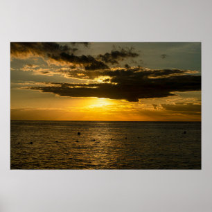 Cozumel Mexico Gouden Zonsondergang Oceaan  Poster