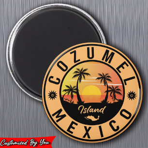 Cozumel Mexico Island Retro Sunset Souvenirs Magneet