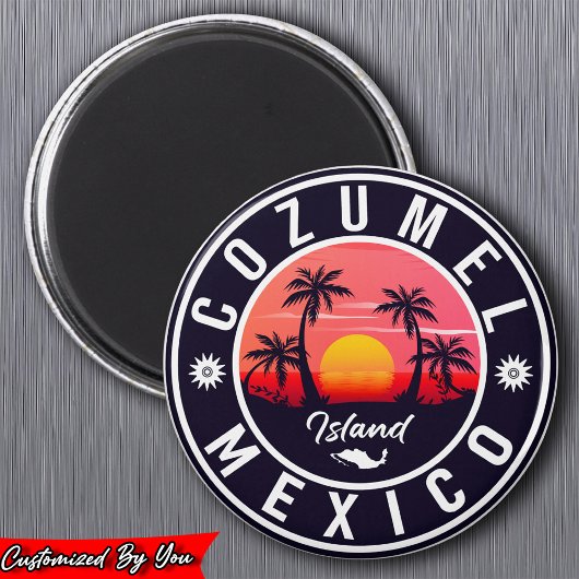 Cozumel Mexico Island Retro Sunset Souvenirs Magneet
