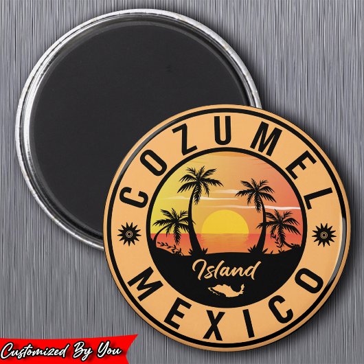 Cozumel Mexico Island Retro Sunset Souvenirs Magneet