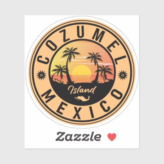 Cozumel Mexico Island Retro Sunset Souvenirs Sticker (Vel)