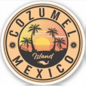 Cozumel Mexico Island Retro Sunset Souvenirs Sticker (Voorkant)