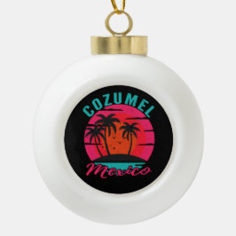 Cozumel Mexico Palm Trees Beach Keramische Bal Ornament