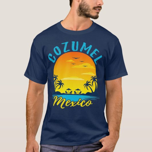 Cozumel Mexico Palm Trees Oranje Sunset T-shirt (Voorkant)