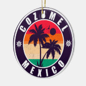 Cozumel Mexico Palm Trees Travel Souvenir 60s Keramisch Ornament (Links)