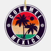 Cozumel Mexico Palm Trees Travel Souvenir 60s Keramisch Ornament (Achterkant)