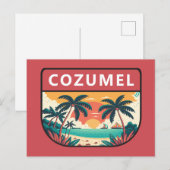 Cozumel Mexico Retro Embleem Briefkaart (Voorkant / Achterkant)