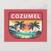 Cozumel Mexico Retro Embleem Briefkaart (Voorkant)
