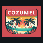 Cozumel Mexico Retro Embleem Poster<br><div class="desc">Cozumel vector art ontwerp. Een Mexicaans Zee in het Caribisch gebied dat een populaire cruiseschip is dat bekend staat om zijn duiken.</div>