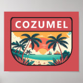 Cozumel Mexico Retro Embleem Poster (Voorkant)