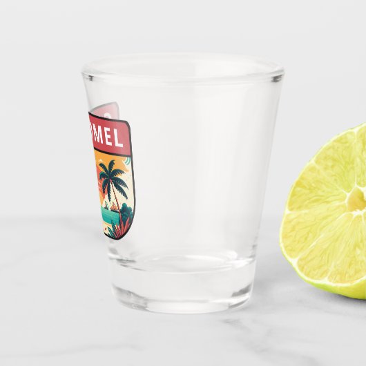 Cozumel Mexico Retro Embleem Shot Glas (Rechts)