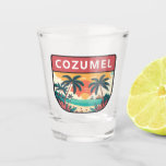 Cozumel Mexico Retro Embleem Shot Glas<br><div class="desc">Cozumel vector art ontwerp. Een Mexicaans Zee in het Caribisch gebied dat een populaire cruiseschip is dat bekend staat om zijn duiken.</div>