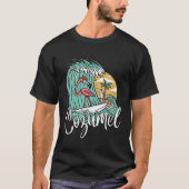 Cozumel Mexico Retro Flamingo T-shirt (Voorkant)