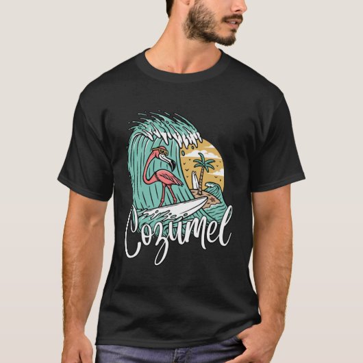 Cozumel Mexico Retro Flamingo T-shirt (Voorkant)