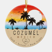 Cozumel Mexico Retro Zonsondergang Palmboom Souven Keramisch Ornament (Voorkant)