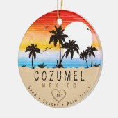 Cozumel Mexico Retro Zonsondergang Palmboom Souven Keramisch Ornament (Links)