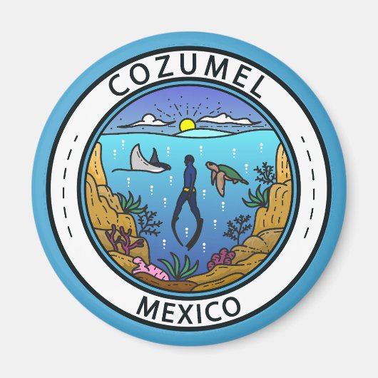 Cozumel Mexico Scuba Badge Magneet (Voorkant)