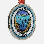 Cozumel Mexico Scuba Badge Metalen Ornament (Rechts)