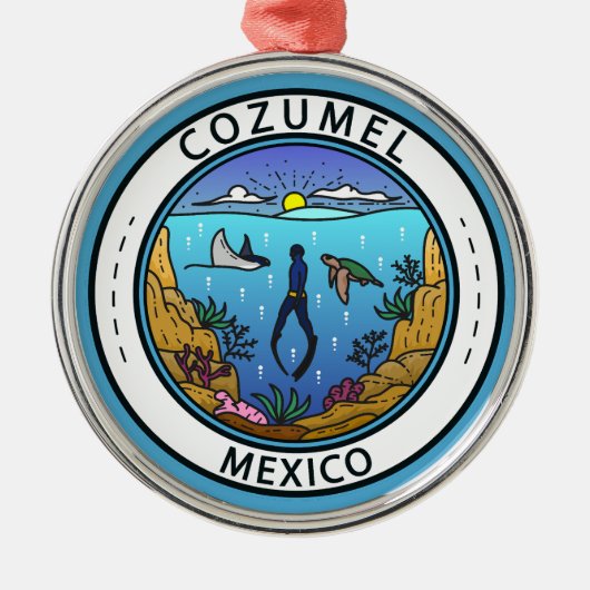 Cozumel Mexico Scuba Badge Metalen Ornament (Voorkant)