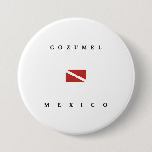 Cozumel Mexico Scuba Dive Flag Ronde Button 7,6 Cm