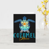 Cozumel Mexico Sea Turtle Palm Tree Sunset Beach V Kaart (Gele Bloem)