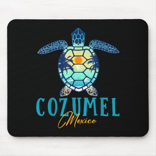 Cozumel Mexico Sea Turtle Palm Tree Sunset Beach V Muismat (Voorkant)