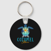 Cozumel Mexico Sea Turtle Palm Tree Sunset Beach V Sleutelhanger (Voorkant)