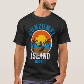 Cozumel Mexico strandt met Retro Cool Distress Gra T-shirt (Voorkant)