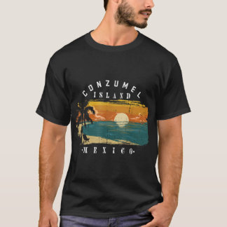 Cozumel Mexico strandt met Retro Cool Distress Gra T-shirt