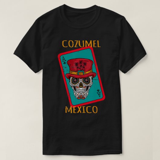 Cozumel Mexico Sugar Skull Ace of Spades Souvenir T-shirt (Design voorkant)