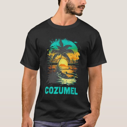 Cozumel Mexico Tropical Sunset Beach Souvenir Vaca T-shirt (Voorkant)