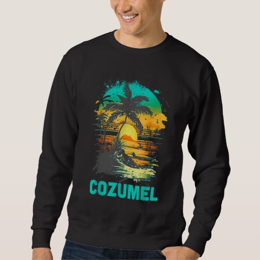 Cozumel Mexico Tropical Sunset Beach Souvenir Vaca Trui (Voorkant)