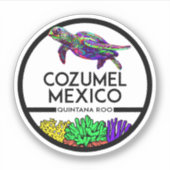 Cozumel Mexico Tropisch Zee Schildpad Sticker (Voorkant)