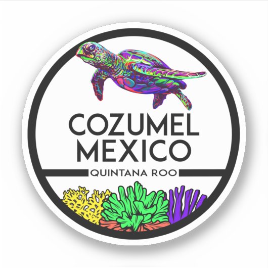 Cozumel Mexico Tropisch Zee Schildpad Sticker (Voorkant)
