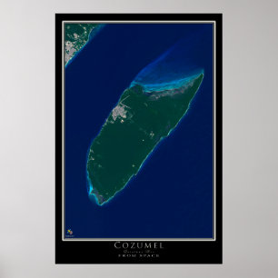 Cozumel Mexico van de ruimtesatellietkunst Poster
