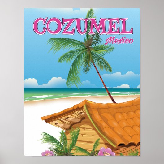 Cozumel Mexico Vintage reisaffiche print (Voorkant)