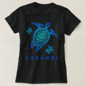Cozumel Mexico Zee Blue Tribal Turtle T-shirt (Design voorkant)