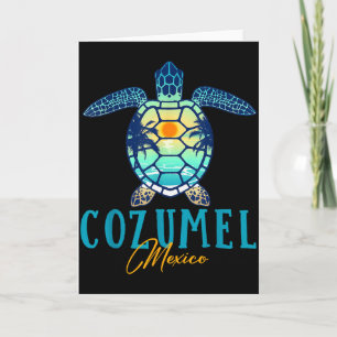 Cozumel Mexico Zeeschildpad Palmboom Zonsondergang Kaart